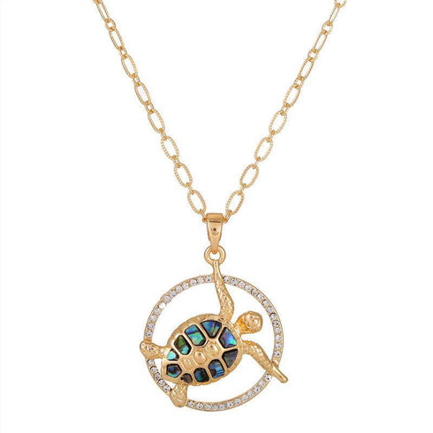Replica Mother-Of-Pearl Necklace Diamond-Studded Turtle